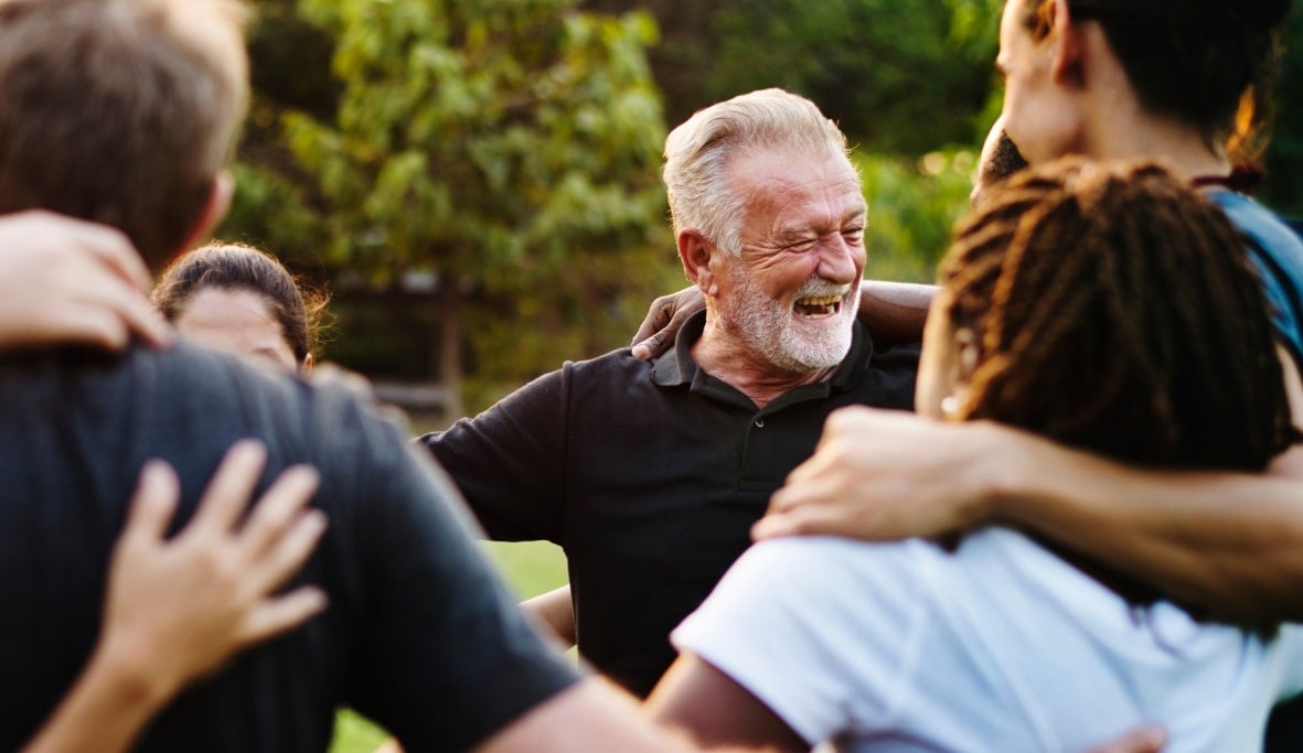 group of people hugging