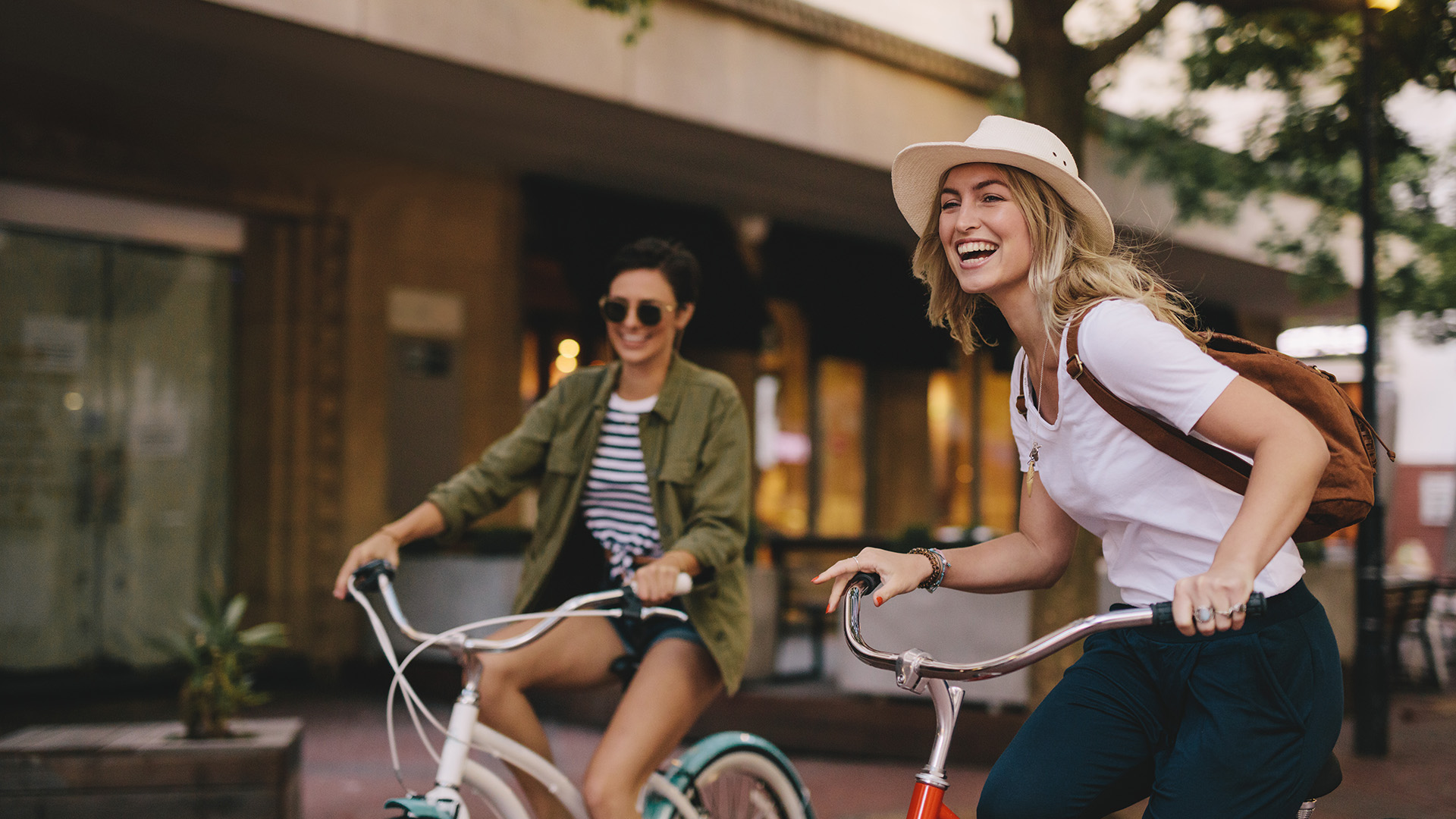 Two females on bikes