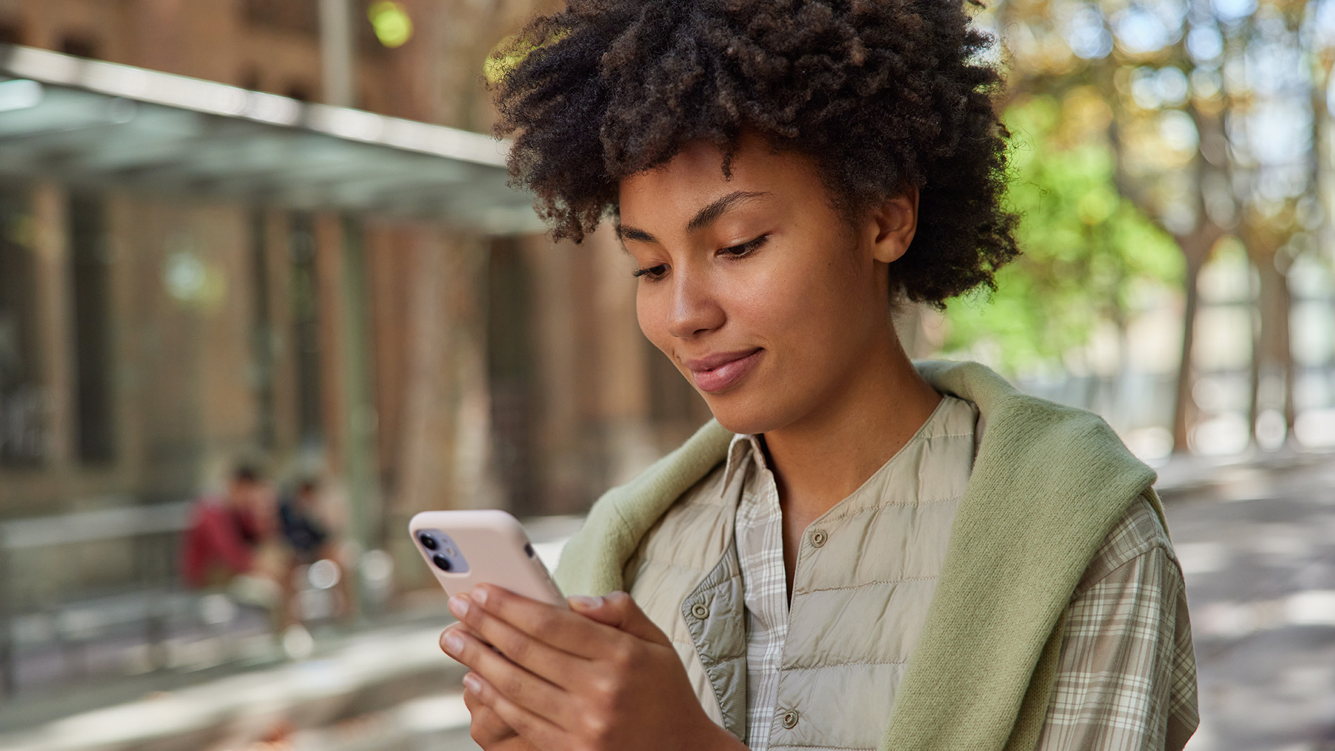 Woman looking at her phone