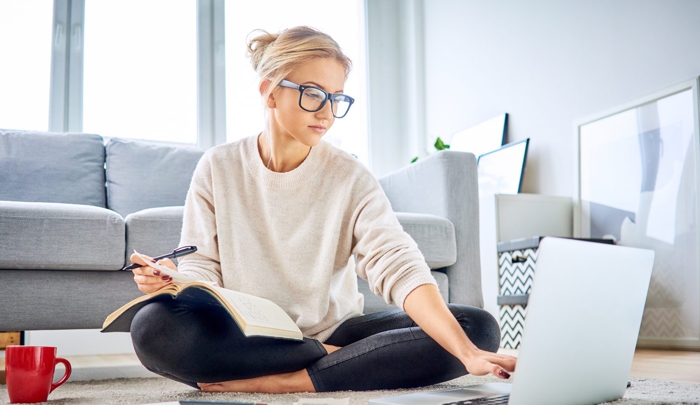 woman on computer