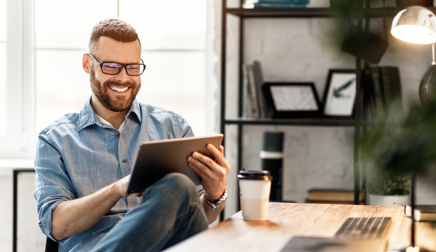 man on tablet