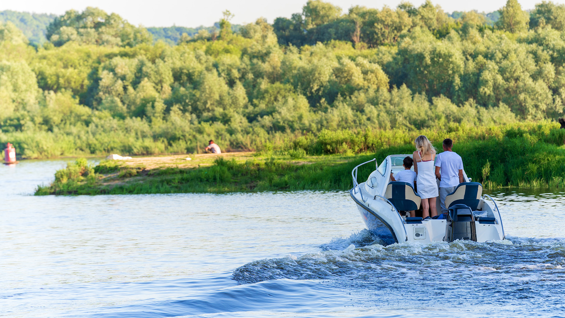 Family on a boat